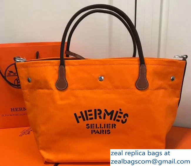 Hermes Fourre-Tout Du Vintage Cavalier Canvas Tote Bag Orange 2018 - Click Image to Close