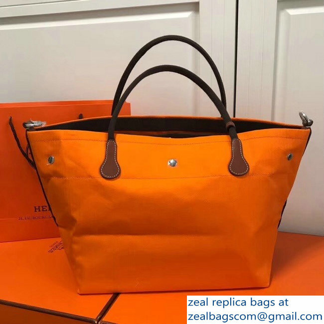 Hermes Fourre-Tout Du Vintage Cavalier Canvas Tote Bag Orange 2018 - Click Image to Close