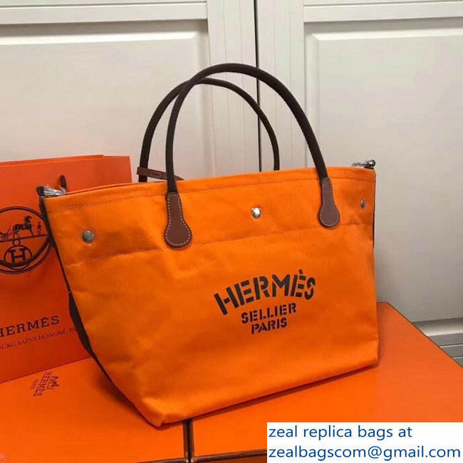 Hermes Fourre-Tout Du Vintage Cavalier Canvas Tote Bag Orange 2018 - Click Image to Close