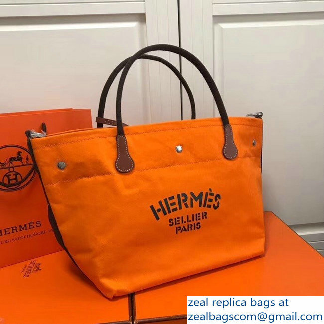 Hermes Fourre-Tout Du Vintage Cavalier Canvas Tote Bag Orange 2018