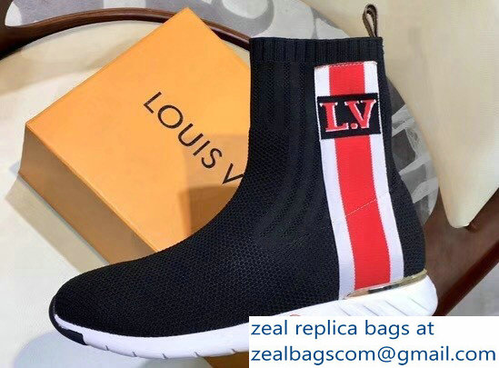 Louis Vuitton Aftergame Sneakers Boots Bold Stripe And LV Initials 1A4GKV Noir 2018 - Click Image to Close