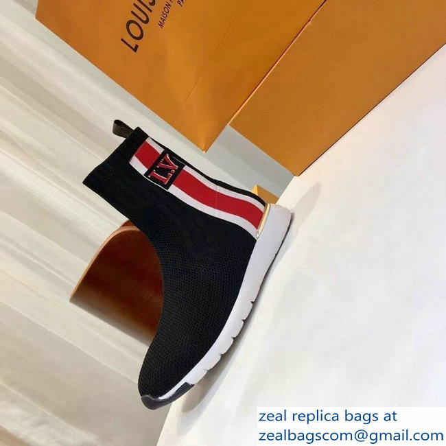 Louis Vuitton Aftergame Sneakers Boots Bold Stripe And LV Initials 1A4GKV Noir 2018 - Click Image to Close