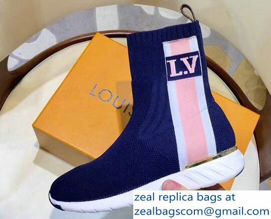 Louis Vuitton Aftergame Sneakers Boots Bold Stripe And LV Initials 1A4GLA Marine 2018