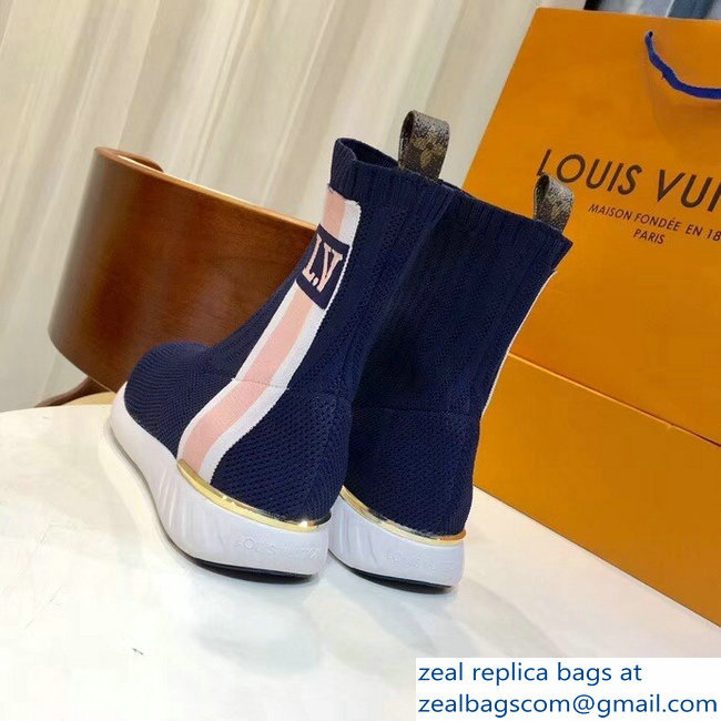 Louis Vuitton Aftergame Sneakers Boots Bold Stripe And LV Initials 1A4GLA Marine 2018