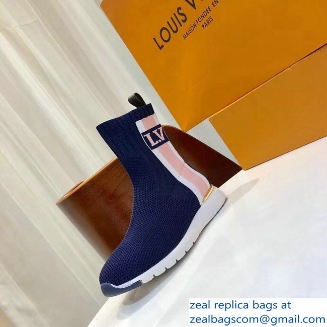 Louis Vuitton Aftergame Sneakers Boots Bold Stripe And LV Initials 1A4GLA Marine 2018