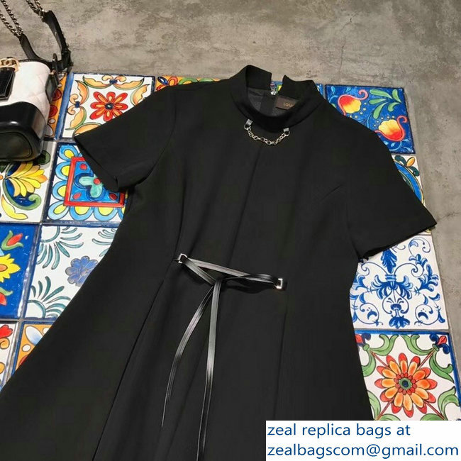 Louis Vuitton Chain A-line Dress Black 1A4BRE 2018 - Click Image to Close