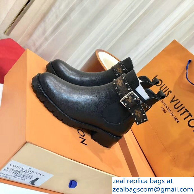 Louis Vuitton Discovery Flat Ankle Boots 1A4GZL Studs Buckled Strap 2018 - Click Image to Close
