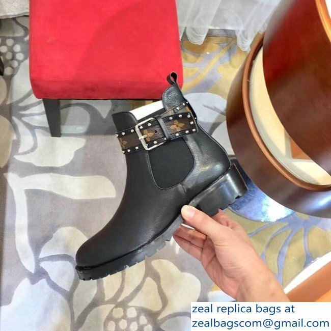 Louis Vuitton Discovery Flat Ankle Boots 1A4GZL Studs Buckled Strap 2018 - Click Image to Close