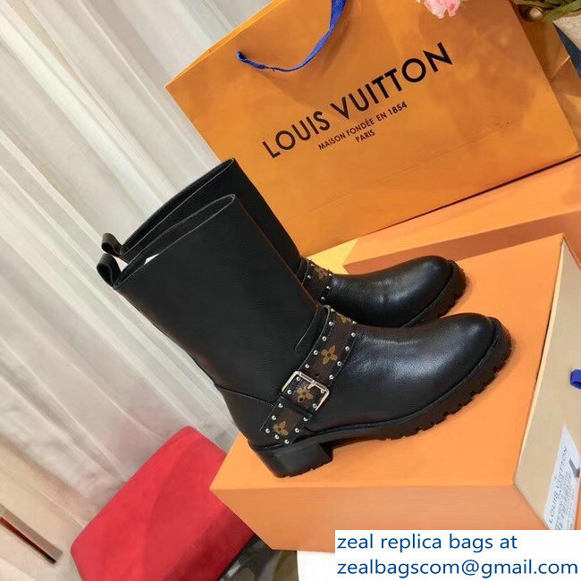 Louis Vuitton Discovery Flat Half Boots 1A4GZE Studs Buckled Strap 2018