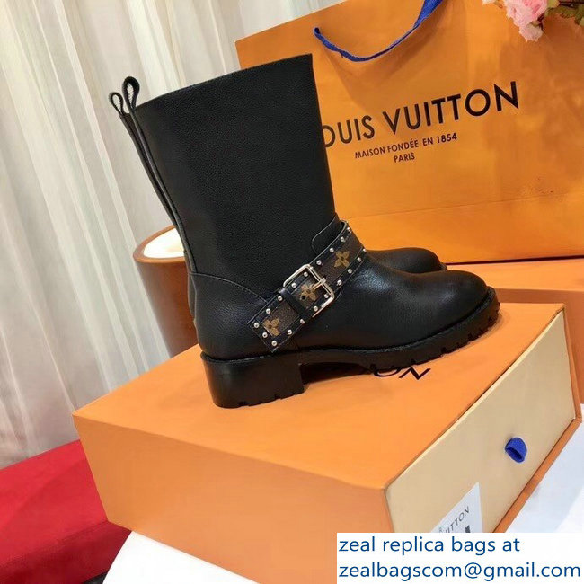 Louis Vuitton Discovery Flat Half Boots 1A4GZE Studs Buckled Strap 2018