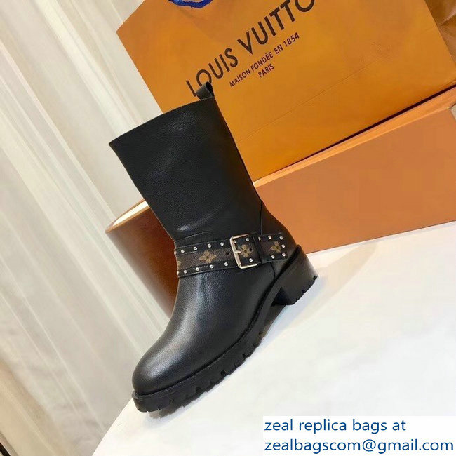 Louis Vuitton Discovery Flat Half Boots 1A4GZE Studs Buckled Strap 2018 - Click Image to Close