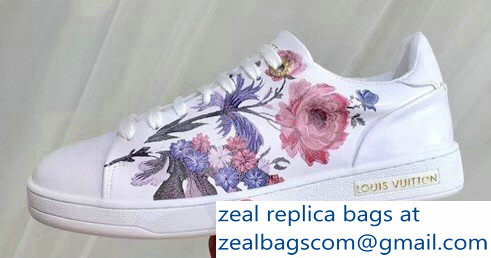 Louis Vuitton Frontrow Sneakers Floral Print White 2018 - Click Image to Close