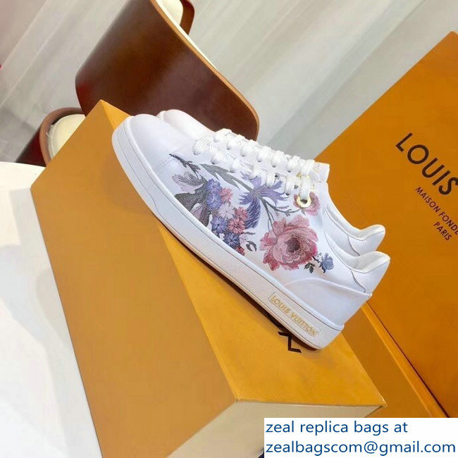 Louis Vuitton Frontrow Sneakers Floral Print White 2018 - Click Image to Close