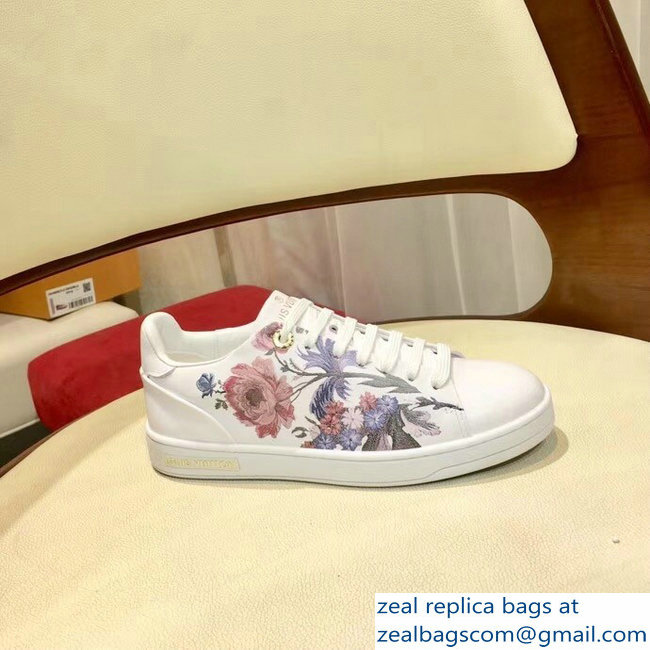 Louis Vuitton Frontrow Sneakers Floral Print White 2018 - Click Image to Close