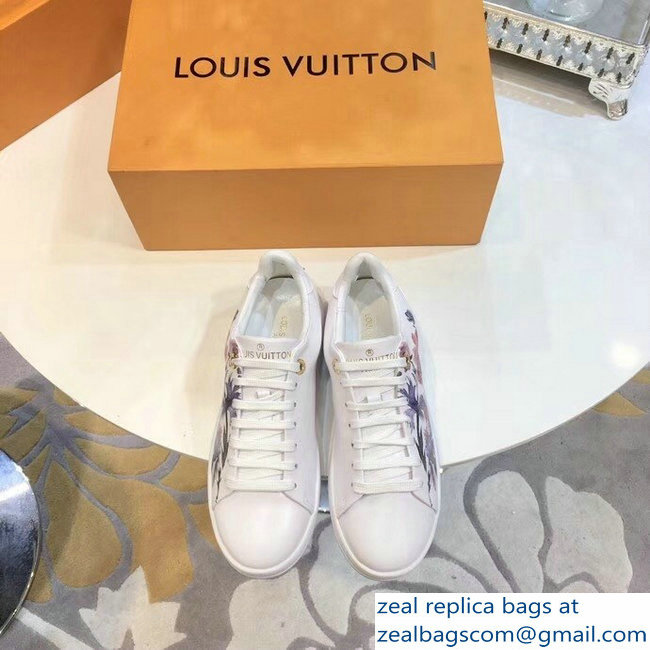 Louis Vuitton Frontrow Sneakers Floral Print White 2018 - Click Image to Close