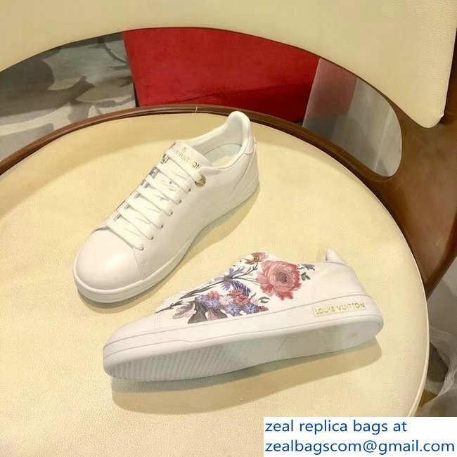 Louis Vuitton Frontrow Sneakers Floral Print White 2018 - Click Image to Close
