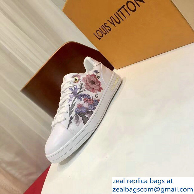 Louis Vuitton Frontrow Sneakers Floral Print White 2018 - Click Image to Close