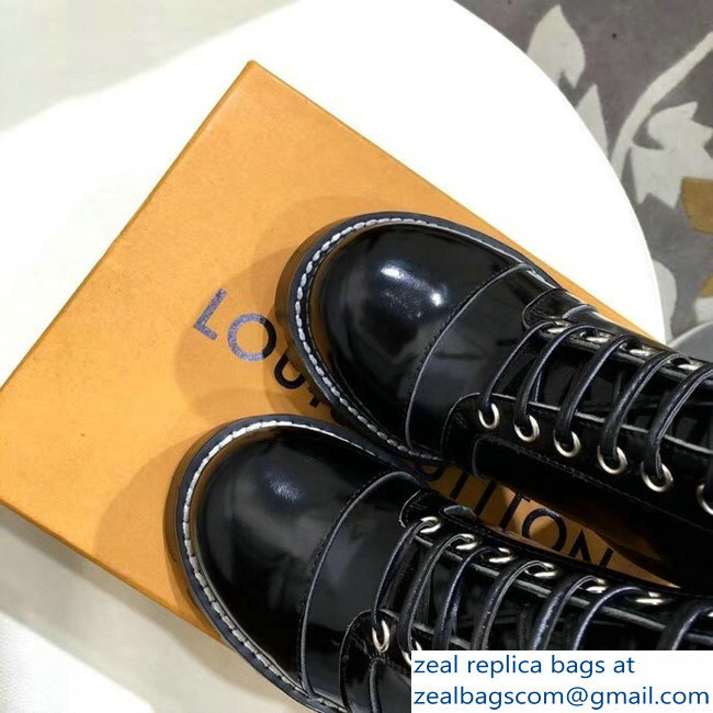 Louis Vuitton Heel 9.5cm Platform 2cm Star Trail Ankle Boots Black Glazed Calf Leather
