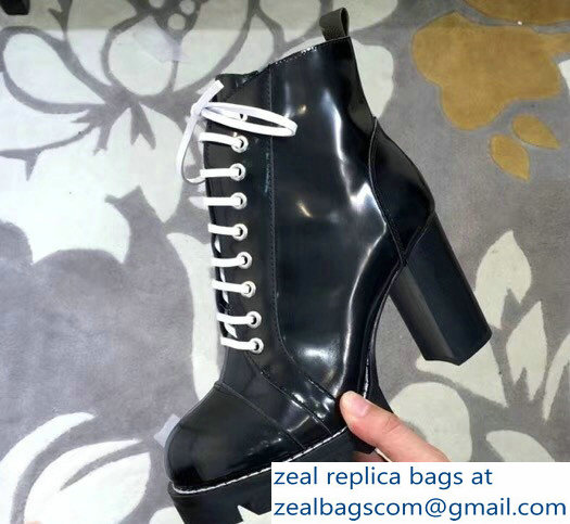 Louis Vuitton Heel 9.5cm Platform 2cm Star Trail Ankle Boots Black/White Glazed Calf Leather - Click Image to Close