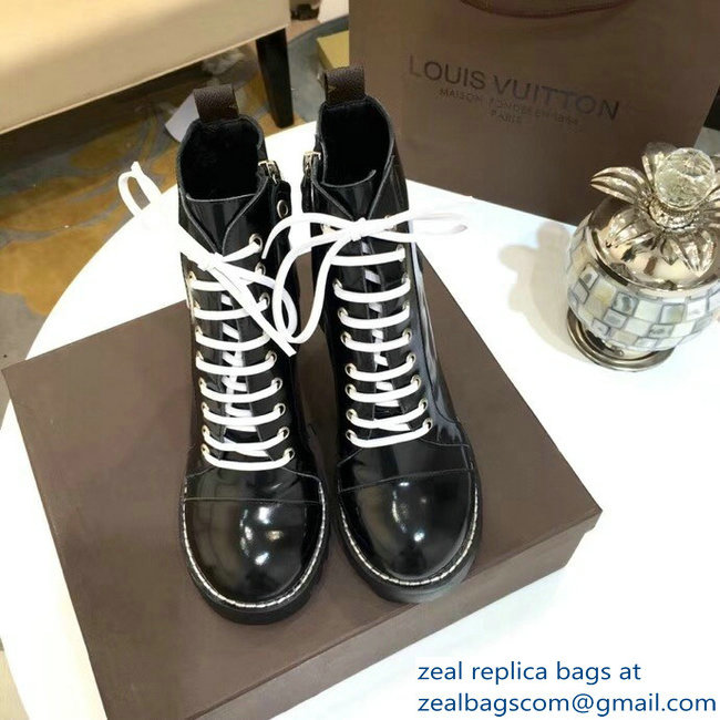 Louis Vuitton Heel 9.5cm Platform 2cm Star Trail Ankle Boots Black/White Glazed Calf Leather - Click Image to Close