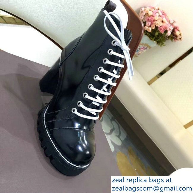 Louis Vuitton Heel 9.5cm Platform 2cm Star Trail Ankle Boots Black/White Glazed Calf Leather - Click Image to Close