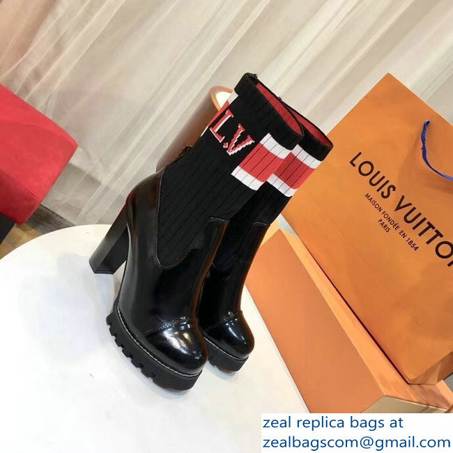 Louis Vuitton Heel 9.5cm Platform 2cm Star Trail Ankle Boots Bold Red And White Stripe And LV Initials 1A4FMH - Click Image to Close