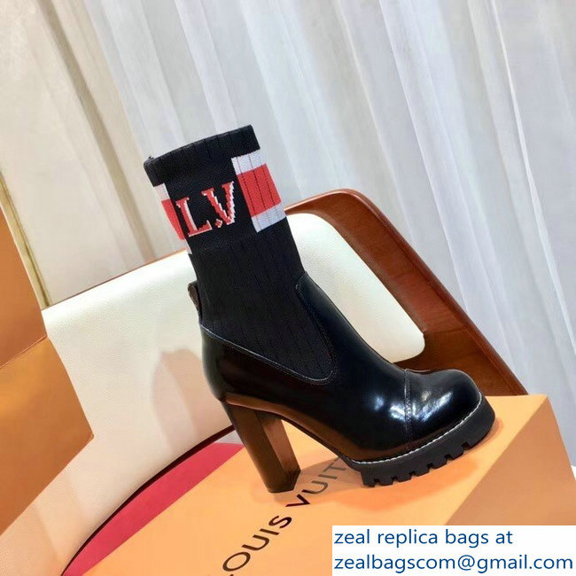 Louis Vuitton Heel 9.5cm Platform 2cm Star Trail Ankle Boots Bold Red And White Stripe And LV Initials 1A4FMH - Click Image to Close