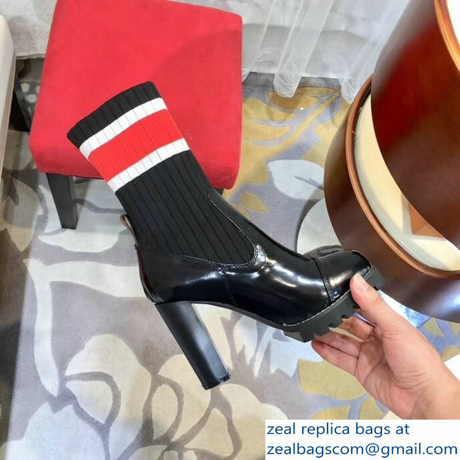 Louis Vuitton Heel 9.5cm Platform 2cm Star Trail Ankle Boots Bold Red And White Stripe And LV Initials 1A4FMH - Click Image to Close