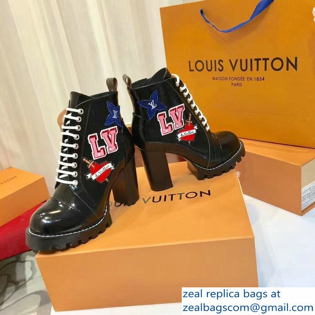 Louis Vuitton Heel 9.5cm Platform 2cm Star Trail Ankle Boots LV Black Heart 1A4MLF