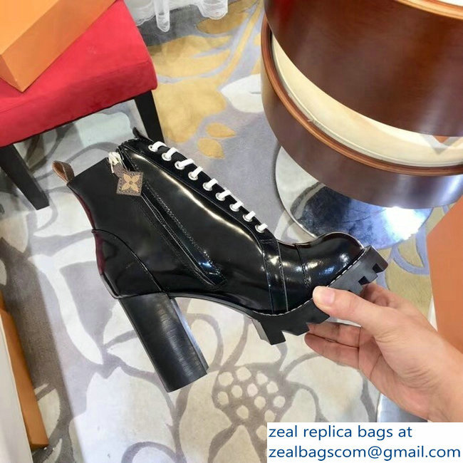 Louis Vuitton Heel 9.5cm Platform 2cm Star Trail Ankle Boots LV Black Heart 1A4MLF - Click Image to Close