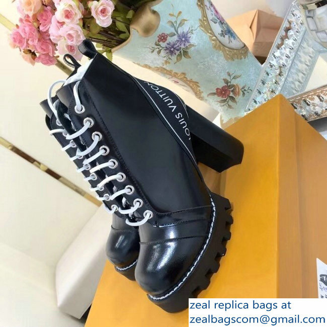 Louis Vuitton Heel 9.5cm Platform 2cm Star Trail Ankle Boots Logo Noir 1A3SWY