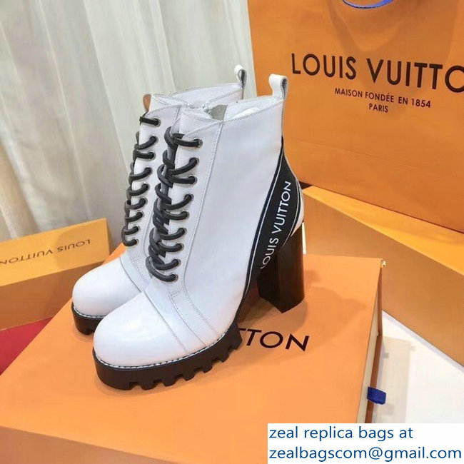 Louis Vuitton Heel 9.5cm Platform 2cm Star Trail Ankle Boots Logo White 1A3SXD - Click Image to Close