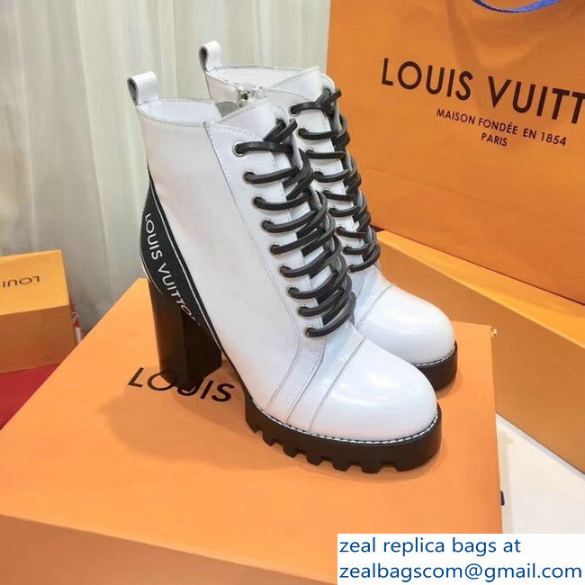 Louis Vuitton Heel 9.5cm Platform 2cm Star Trail Ankle Boots Logo White 1A3SXD