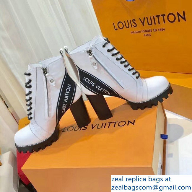 Louis Vuitton Heel 9.5cm Platform 2cm Star Trail Ankle Boots Logo White 1A3SXD