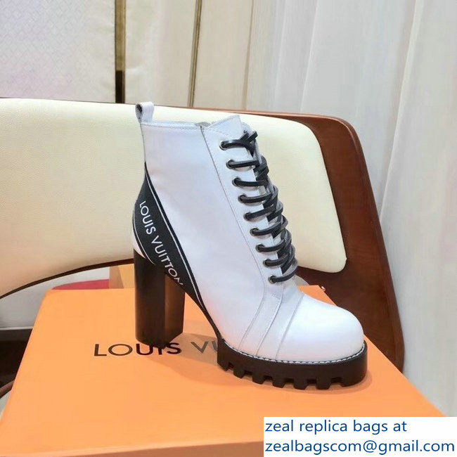 Louis Vuitton Heel 9.5cm Platform 2cm Star Trail Ankle Boots Logo White 1A3SXD