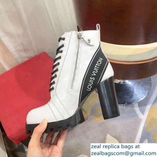 Louis Vuitton Heel 9.5cm Platform 2cm Star Trail Ankle Boots Logo White 1A3SXD