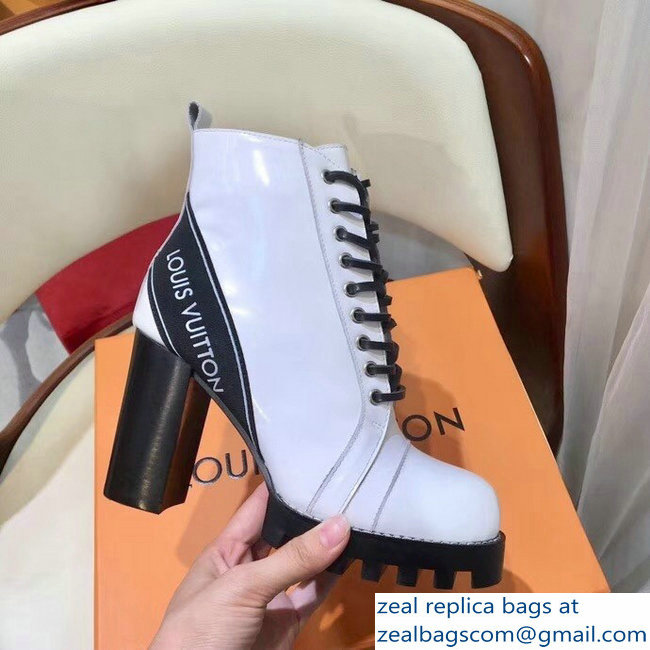 Louis Vuitton Heel 9.5cm Platform 2cm Star Trail Ankle Boots Logo White 1A3SXD