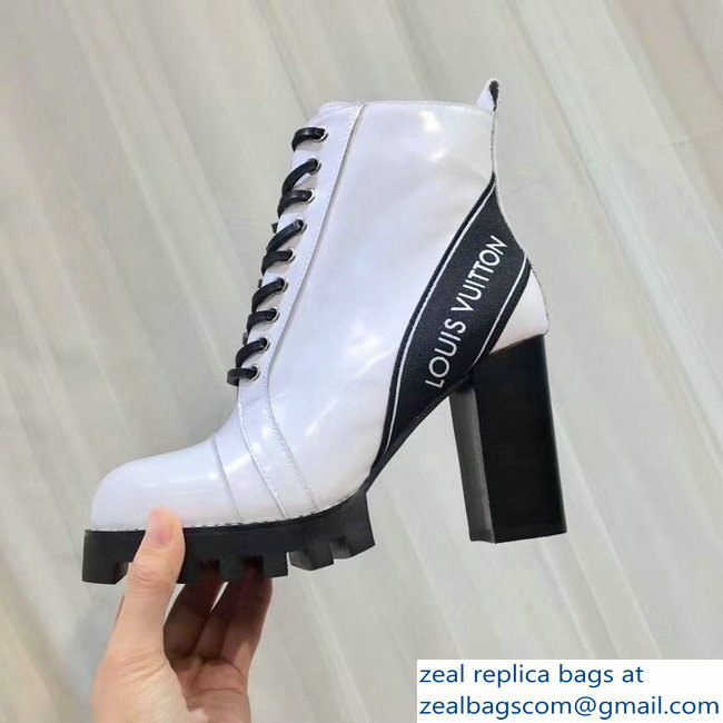 Louis Vuitton Heel 9.5cm Platform 2cm Star Trail Ankle Boots Logo White 1A3SXD