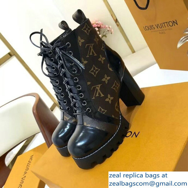 Louis Vuitton Heel 9.5cm Platform 2cm Star Trail Ankle Boots Patent Monogram Canvas