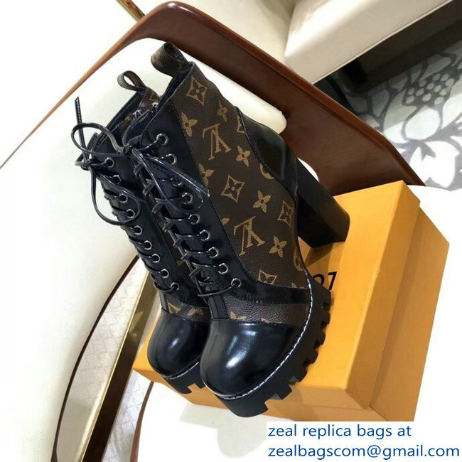 Louis Vuitton Heel 9.5cm Platform 2cm Star Trail Ankle Boots Patent Monogram Canvas