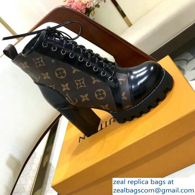 Louis Vuitton Heel 9.5cm Platform 2cm Star Trail Ankle Boots Patent Monogram Canvas