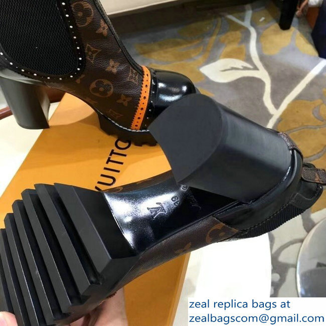 Louis Vuitton Heel 9.5cm Platform 2cm Star Trail Ankle Boots Studs Black/Orange