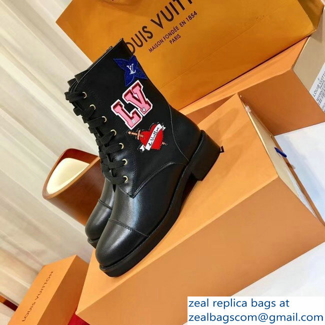 Louis Vuitton LV Black Heart Flat Ranger Boots 2018 - Click Image to Close