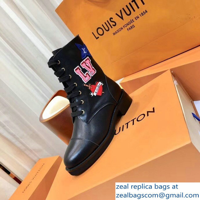 Louis Vuitton LV Black Heart Flat Ranger Boots 2018