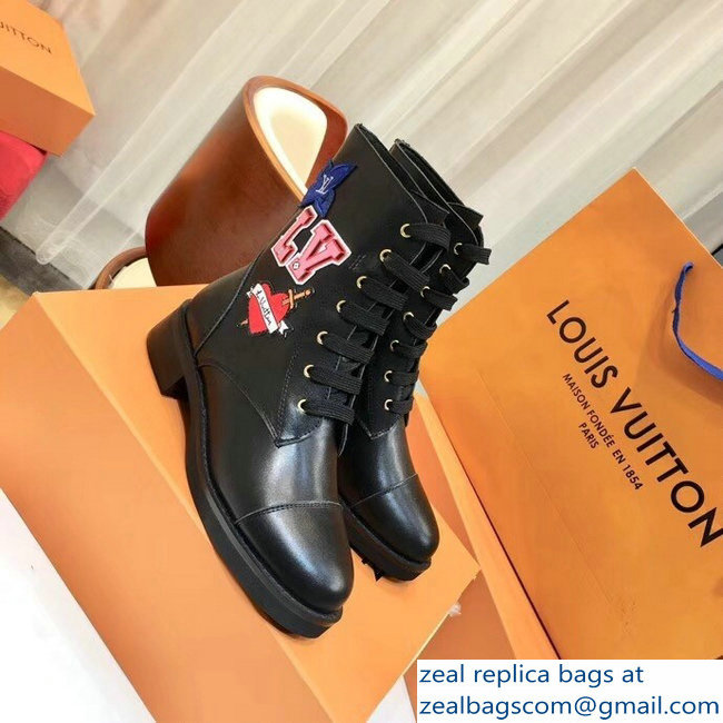 Louis Vuitton LV Black Heart Flat Ranger Boots 2018