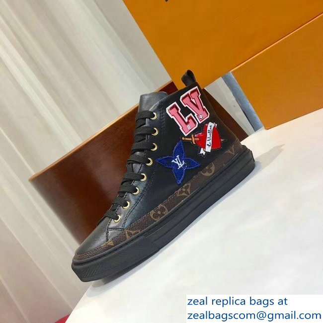 Louis Vuitton LV Heart Patches Stellar Sneakers Boots Black 2018