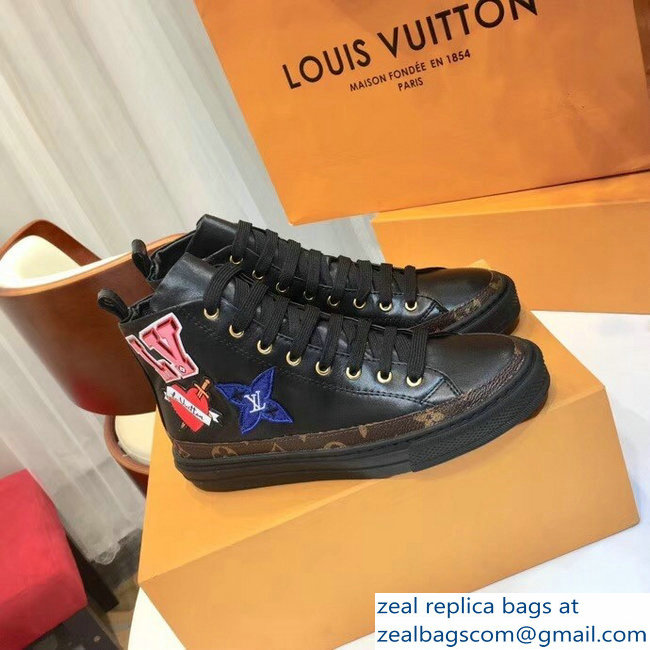 Louis Vuitton LV Heart Patches Stellar Sneakers Boots Black 2018