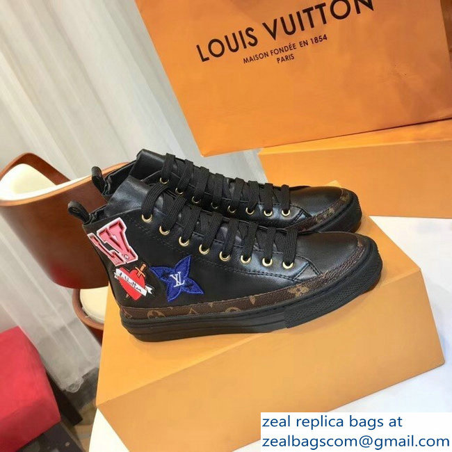 Louis Vuitton LV Heart Patches Stellar Sneakers Boots Black 2018 - Click Image to Close