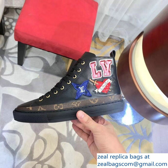 Louis Vuitton LV Heart Patches Stellar Sneakers Boots Black 2018 - Click Image to Close