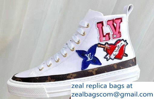 Louis Vuitton LV Heart Patches Stellar Sneakers Boots White 2018